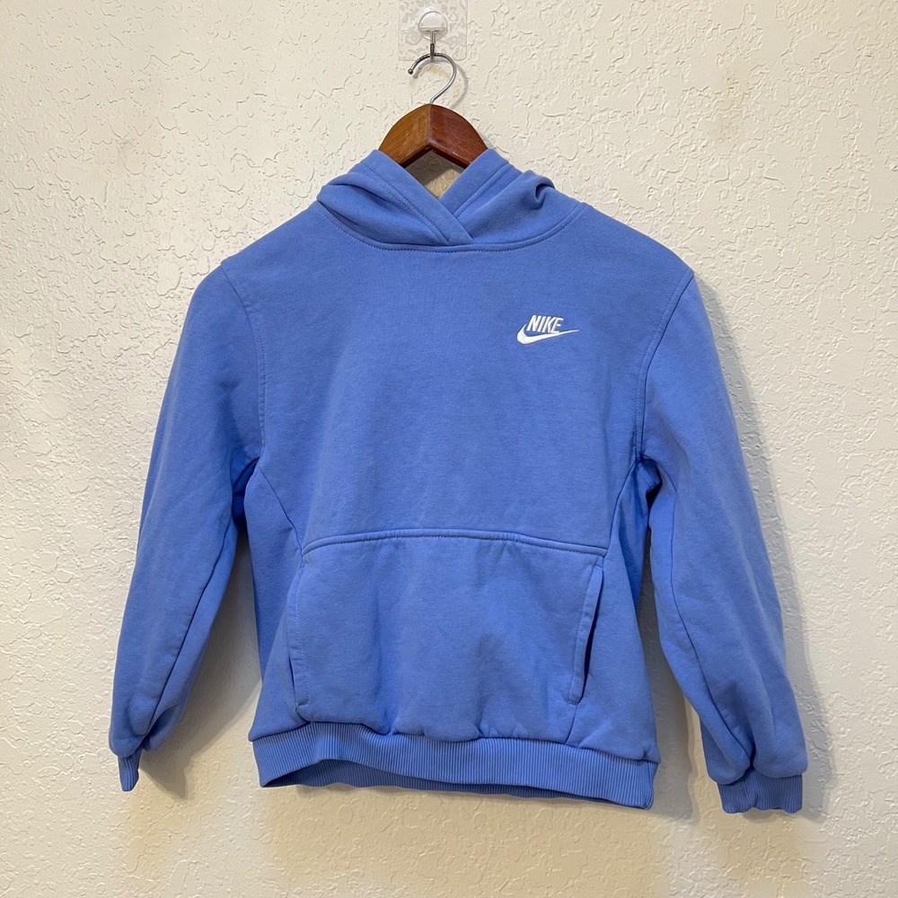 Nike Sportswear Big Kids Fleece Hoodie Blue Futura Logo Pullover Size Medium - Picture 2 of 7